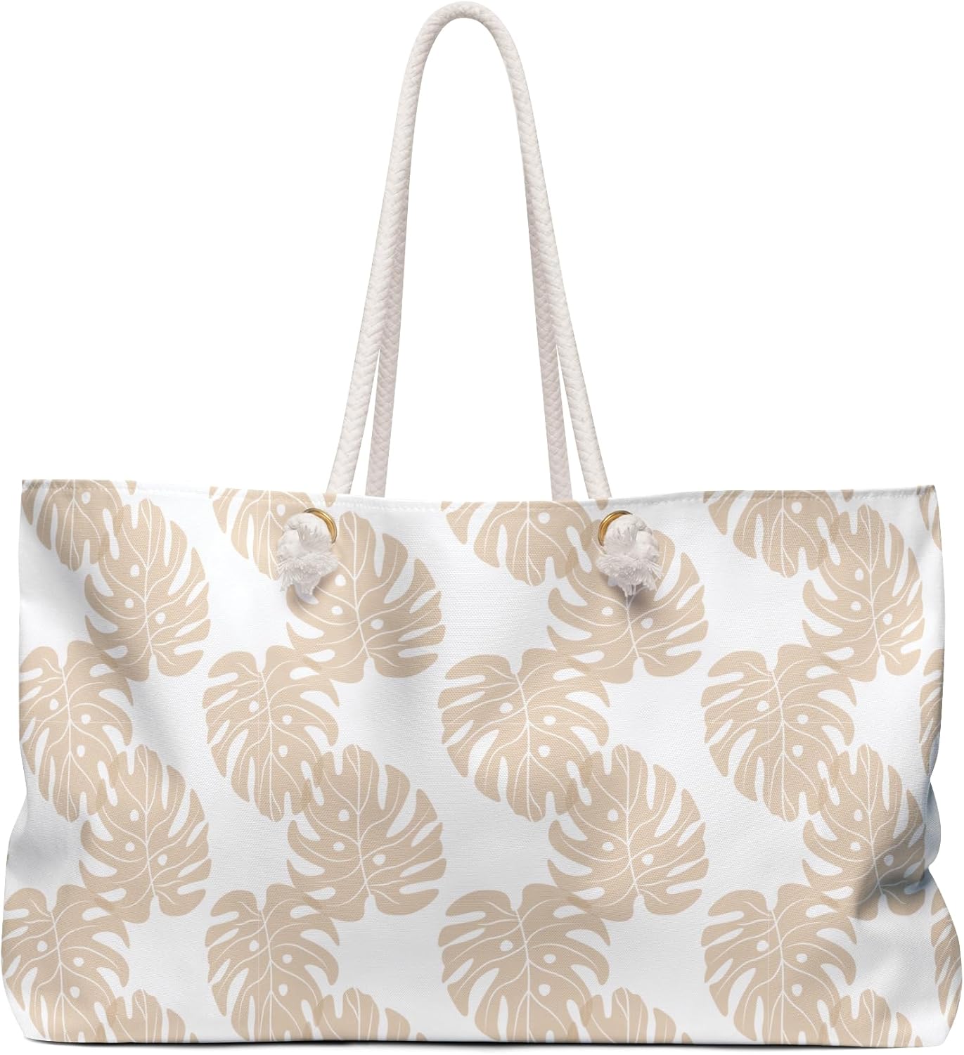 Monstera Botanical Shopping Bag Biege Summer Beach Bag Vacation Travel Tote Bag Reusable Bag Pool Picnic Gift for Her - Image 2