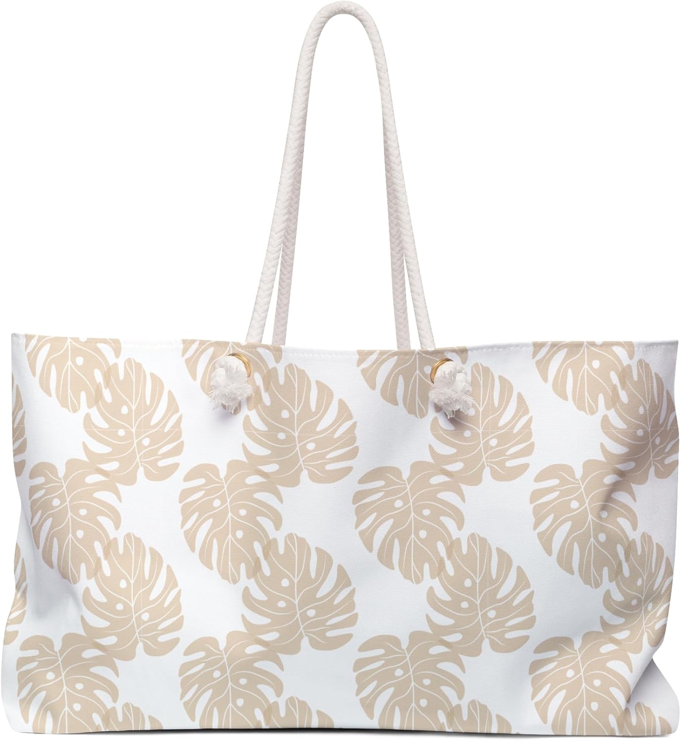 Monstera Botanical Shopping Bag Biege Summer Beach Bag Vacation Travel Tote Bag Reusable Bag Pool Picnic Gift for Her