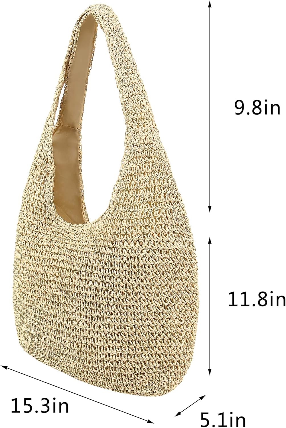 Naimo Women Straw Beach Shoulder Bag Woven Tote Handbag Large Handmade Weaving Summer Casual Hobo Bag - Image 7