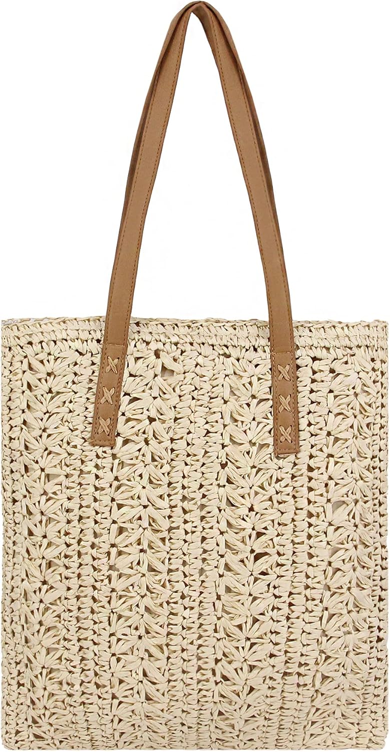 Naimo Women Straw Beach Shoulder Bag Woven Tote Handbag Large Handmade Weaving Summer Casual Hobo Bag - Image 10