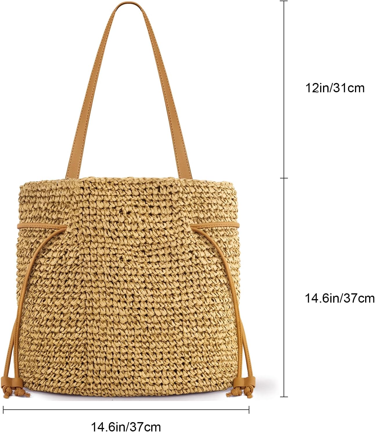 NEWROGENG Hand Woven Straw Purses for Women 2025, Adjustable Large Beach Bag Summer Beach Tote Shoulder Bag for Vacation - Image 7