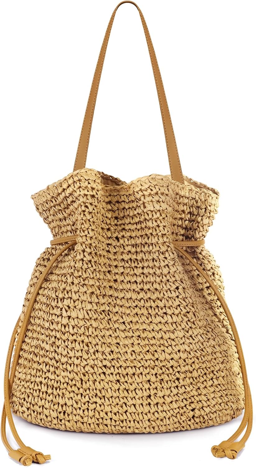 NEWROGENG Hand Woven Straw Purses for Women 2025, Adjustable Large Beach Bag Summer Beach Tote Shoulder Bag for Vacation - Image 2