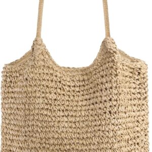 NEWROGENG Straw Purses for Women 2025, Large Beach Bag Summer Beach Tote Hand Woven Purse Shoulder Handbags for Vacation