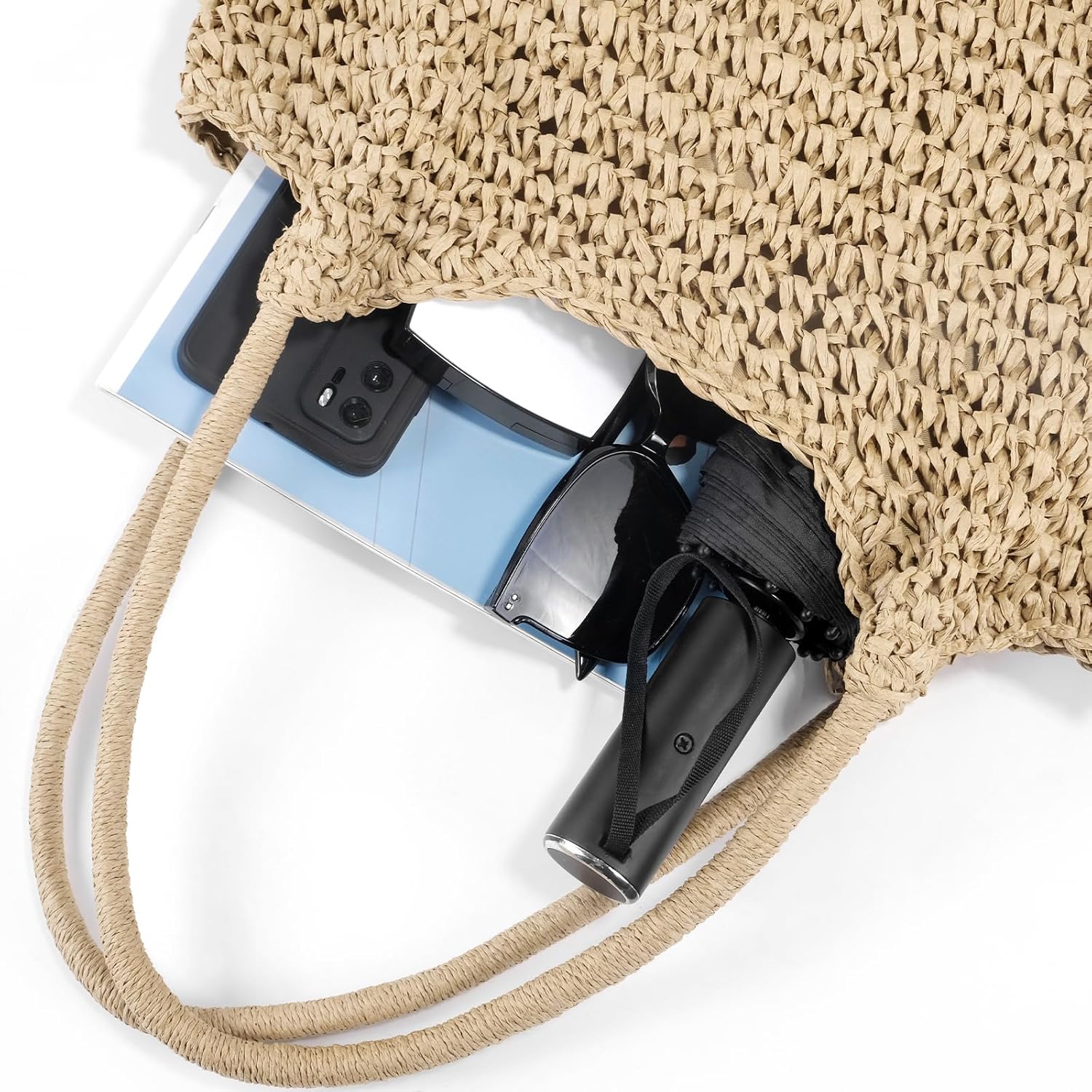 NEWROGENG Straw Purses for Women 2025, Large Beach Bag Summer Beach Tote Hand Woven Purse Shoulder Handbags for Vacation - Image 5