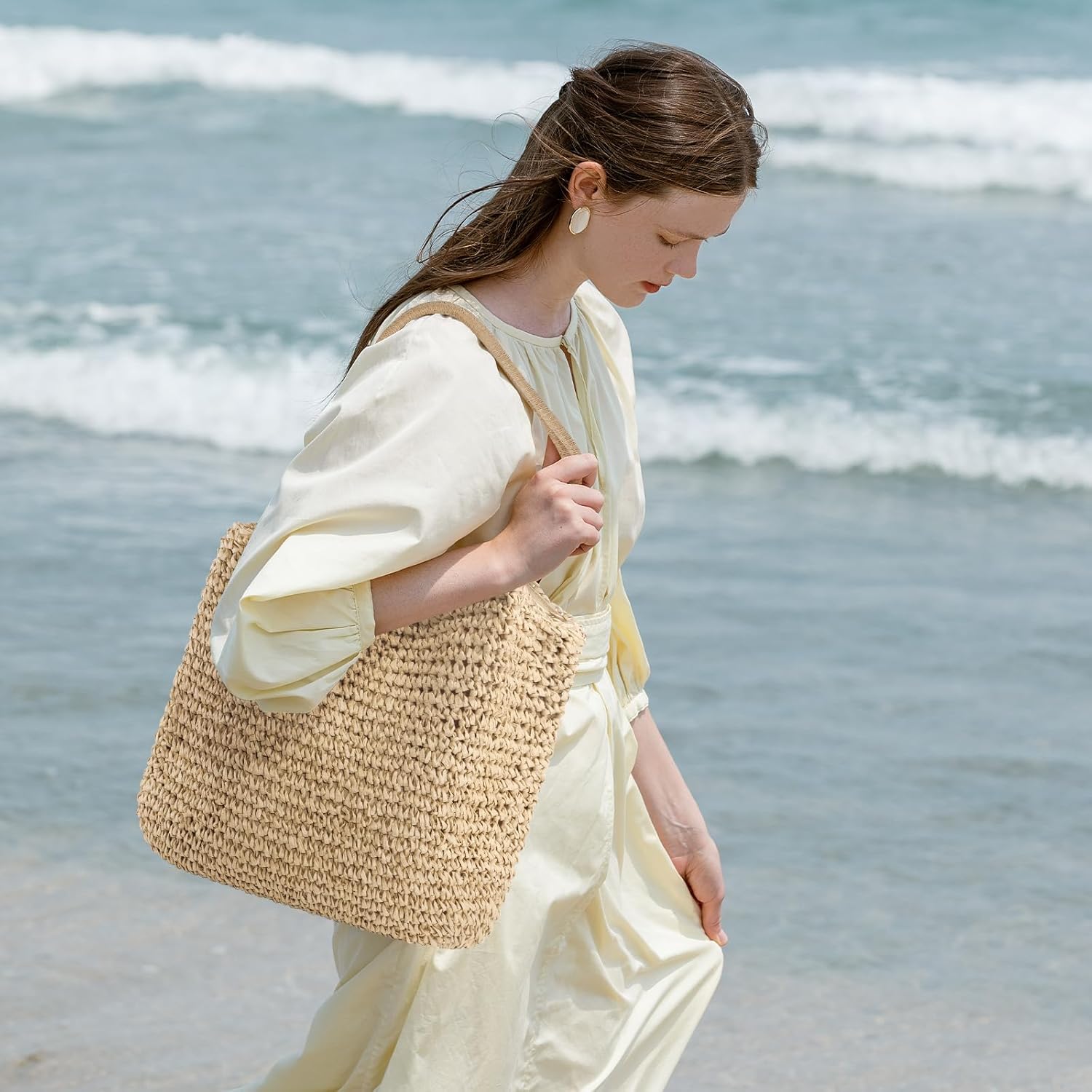 NEWROGENG Straw Purses for Women 2025, Large Beach Bag Summer Beach Tote Hand Woven Purse Shoulder Handbags for Vacation - Image 3