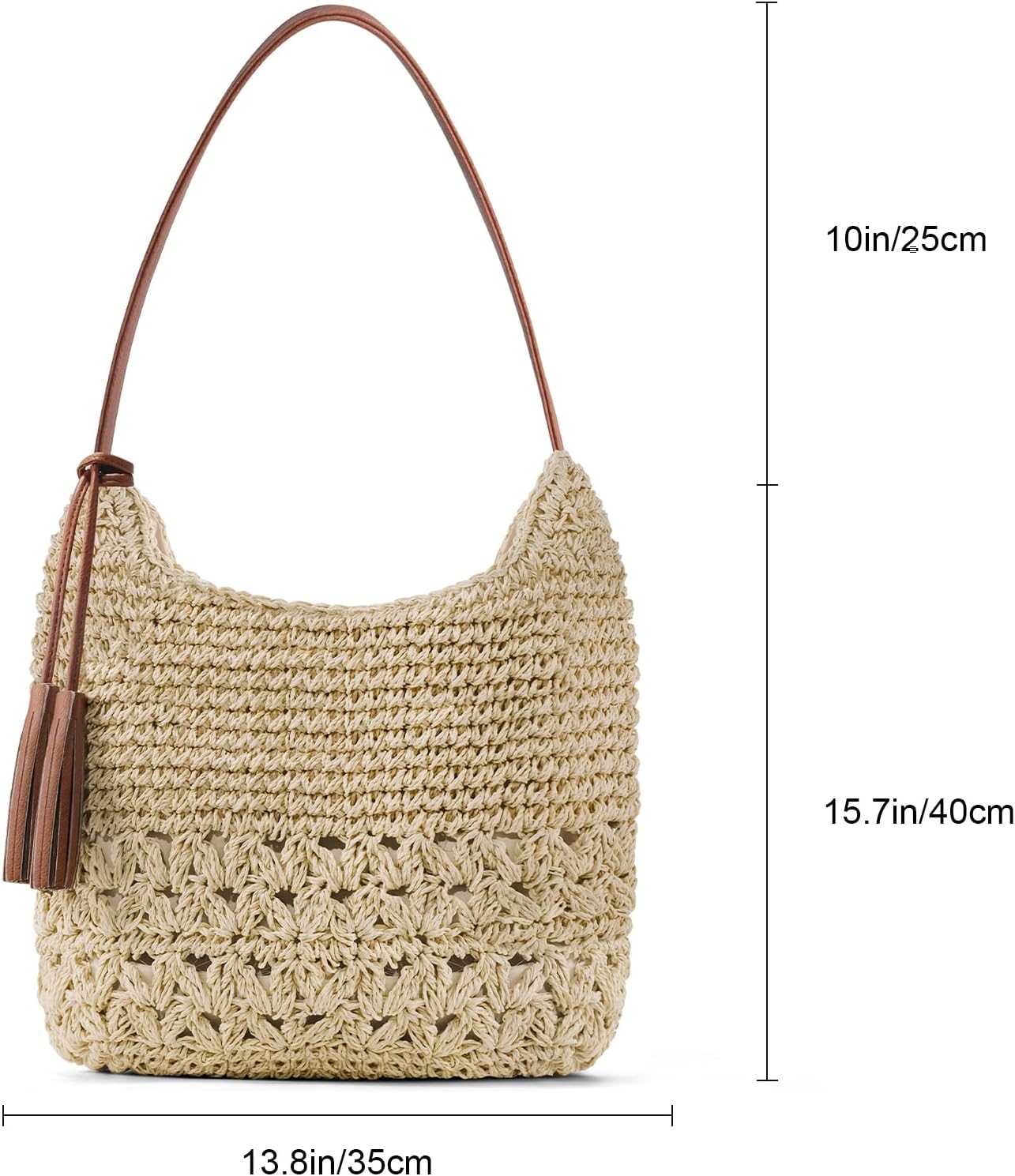 NEWROGENG Straw Purses for Women 2025, Large Beach Bag Summer Woven Tote Bag with Tassels Beach Tote for Vacation - Image 6