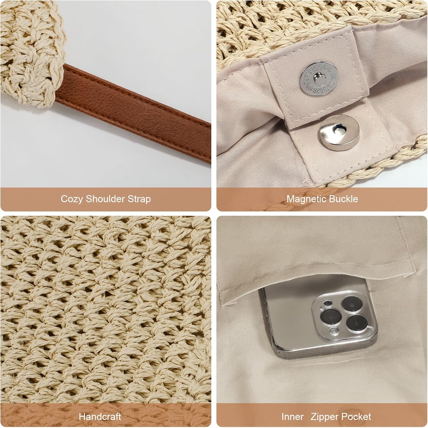 NEWROGENG Straw Purses for Women 2025, Large Beach Bag Summer Woven Tote Bag with Tassels Beach Tote for Vacation - Image 7