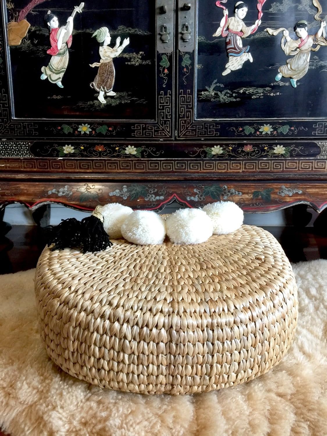 Pom Pom Straw Bag, Pom Pom Straw Bags for Women, Straw Basket Bag,Straw Basket Tote Bag,Beach Basket Bag,Pom Pom Straw Beach Bag,Basket Bag,Straw Bag,Straw Tote Beach Bag,Summer Straw Bag,Straw Tote - Image 4