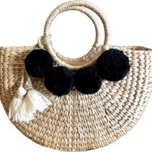 Pom Pom Straw Bag, Pom Pom Straw Bags for Women, Straw Basket Bag,Straw Basket Tote Bag,Beach Basket Bag,Pom Pom Straw Beach Bag,Basket Bag,Straw Bag,Straw Tote Beach Bag,Summer Straw Bag,Straw Tote