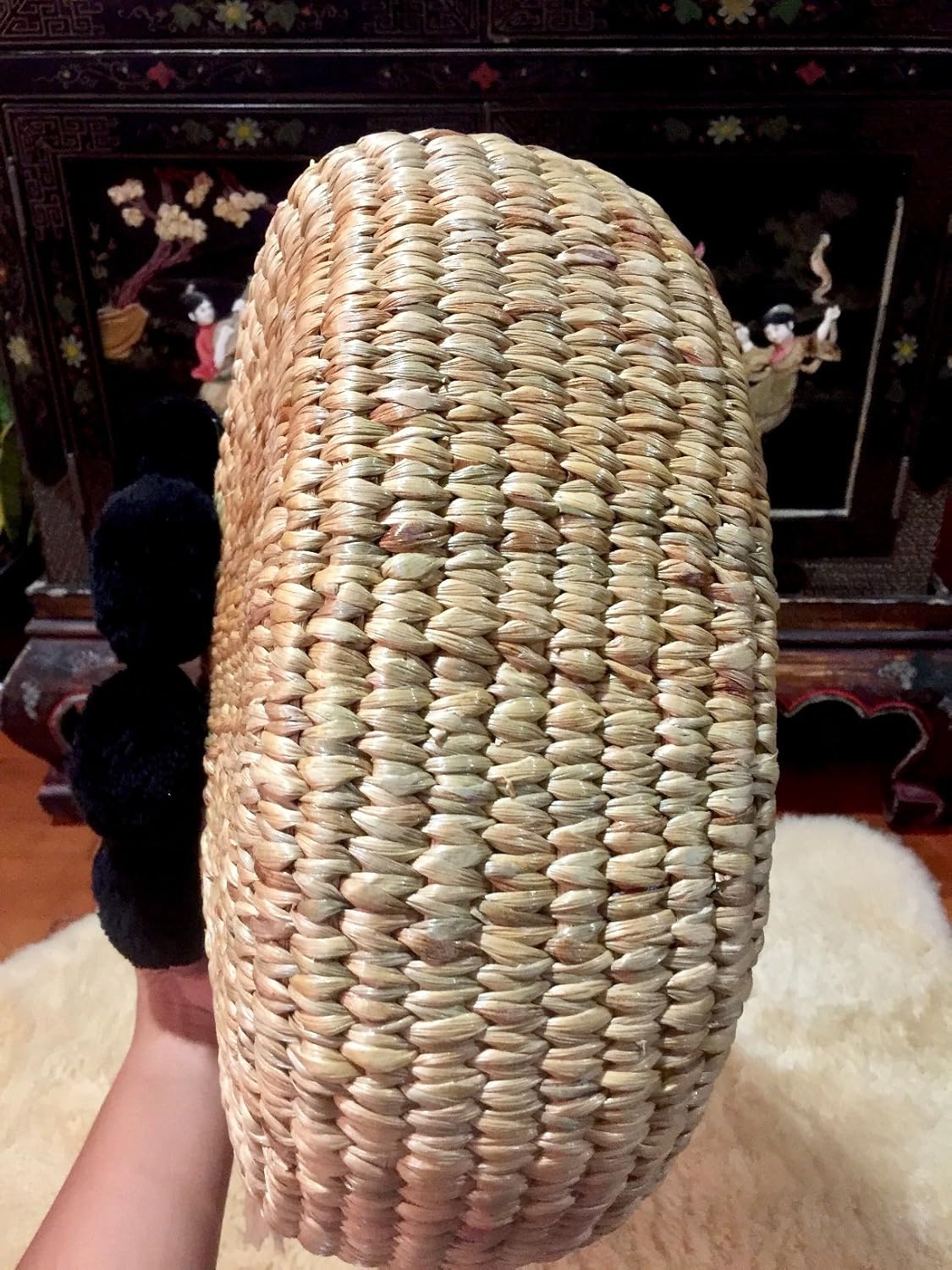 Pom Pom Straw Bag, Pom Pom Straw Bags for Women, Straw Basket Bag,Straw Basket Tote Bag,Beach Basket Bag,Pom Pom Straw Beach Bag,Basket Bag,Straw Bag,Straw Tote Beach Bag,Summer Straw Bag,Straw Tote - Image 7