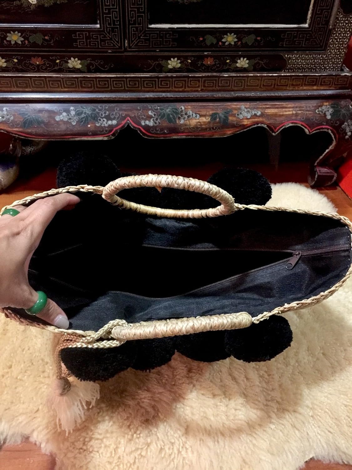 Pom Pom Straw Bag, Pom Pom Straw Bags for Women, Straw Basket Bag,Straw Basket Tote Bag,Beach Basket Bag,Pom Pom Straw Beach Bag,Basket Bag,Straw Bag,Straw Tote Beach Bag,Summer Straw Bag,Straw Tote - Image 3