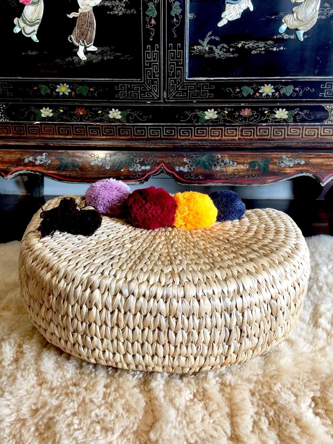 Pom Pom Straw Bag, Pom Pom Straw Bags for Women, Straw Basket Bag,Straw Basket Tote Bag,Beach Basket Bag,Pom Pom Straw Beach Bag,Basket Bag,Straw Bag,Straw Tote Beach Bag,Summer Straw Bag,Straw Tote - Image 4