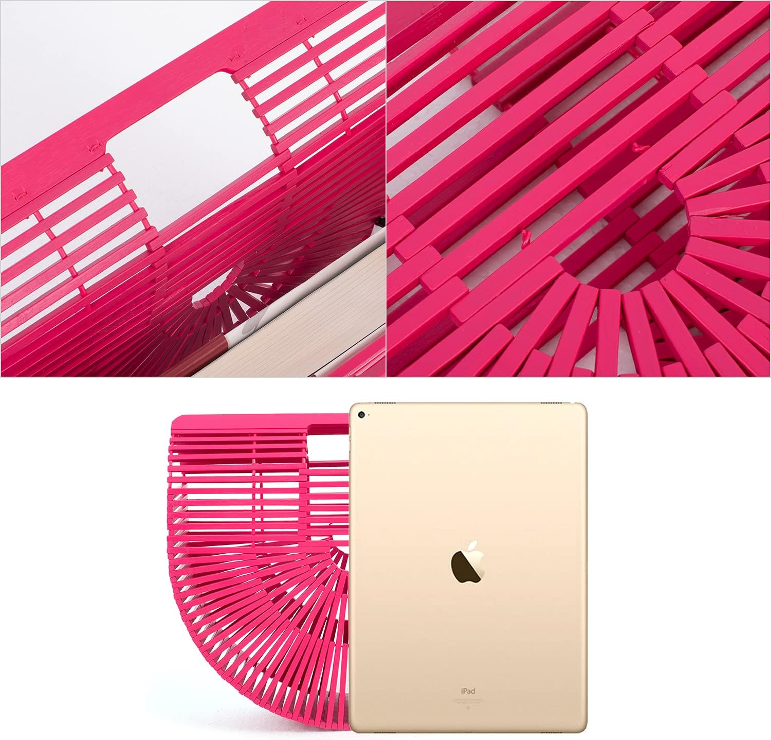 RULER TRUTH Women's Bamboo Handbag by Handmade Straw Bag,Tote Bamboo Purse Natural Basket Bag for Summer Beach\u2026 - Image 4