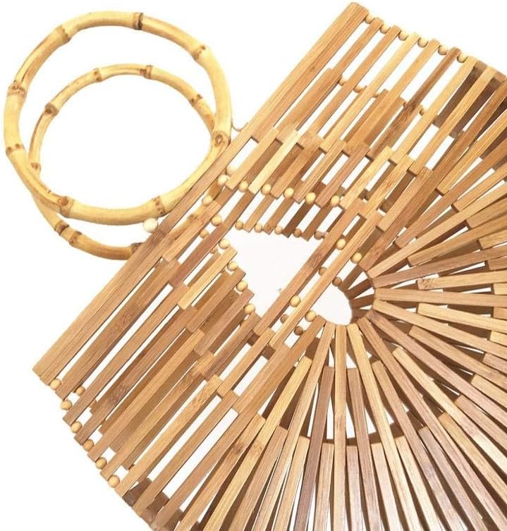 RULER TRUTH Women's Top Handle Bamboo Handbag Summer Beach Large Tote Bag - Image 5