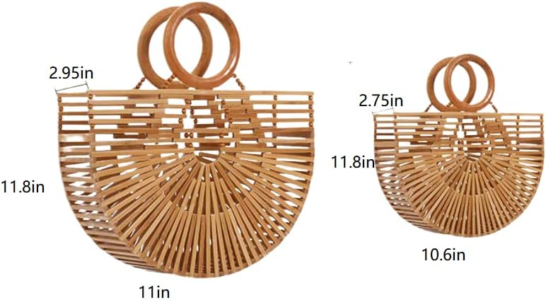 RULER TRUTH Women's Top Handle Bamboo Handbag Summer Beach Tote Bag, Natural Bamboo Handmade Purse - Image 4