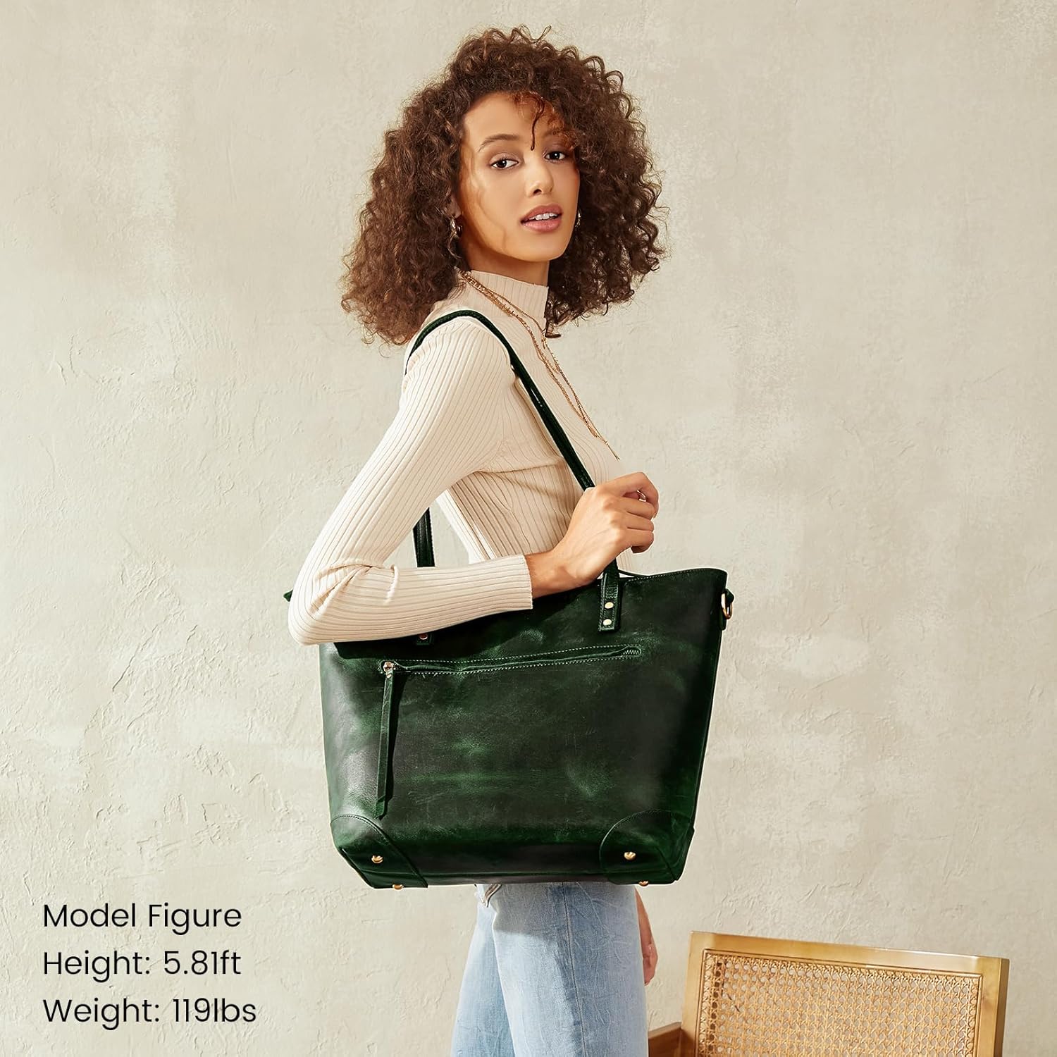 S-ZONE Leather Tote Bag Large Purse for Women with Small Leather Crossbody Bag Vintage Shoulder Purse - Image 2