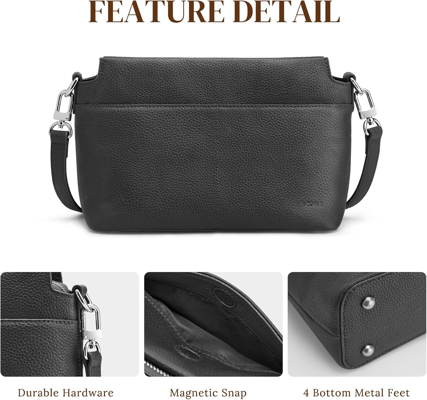 S-ZONE Leather Tote Bag Large Purse for Women with Small Leather Crossbody Bag Vintage Shoulder Purse - Image 8