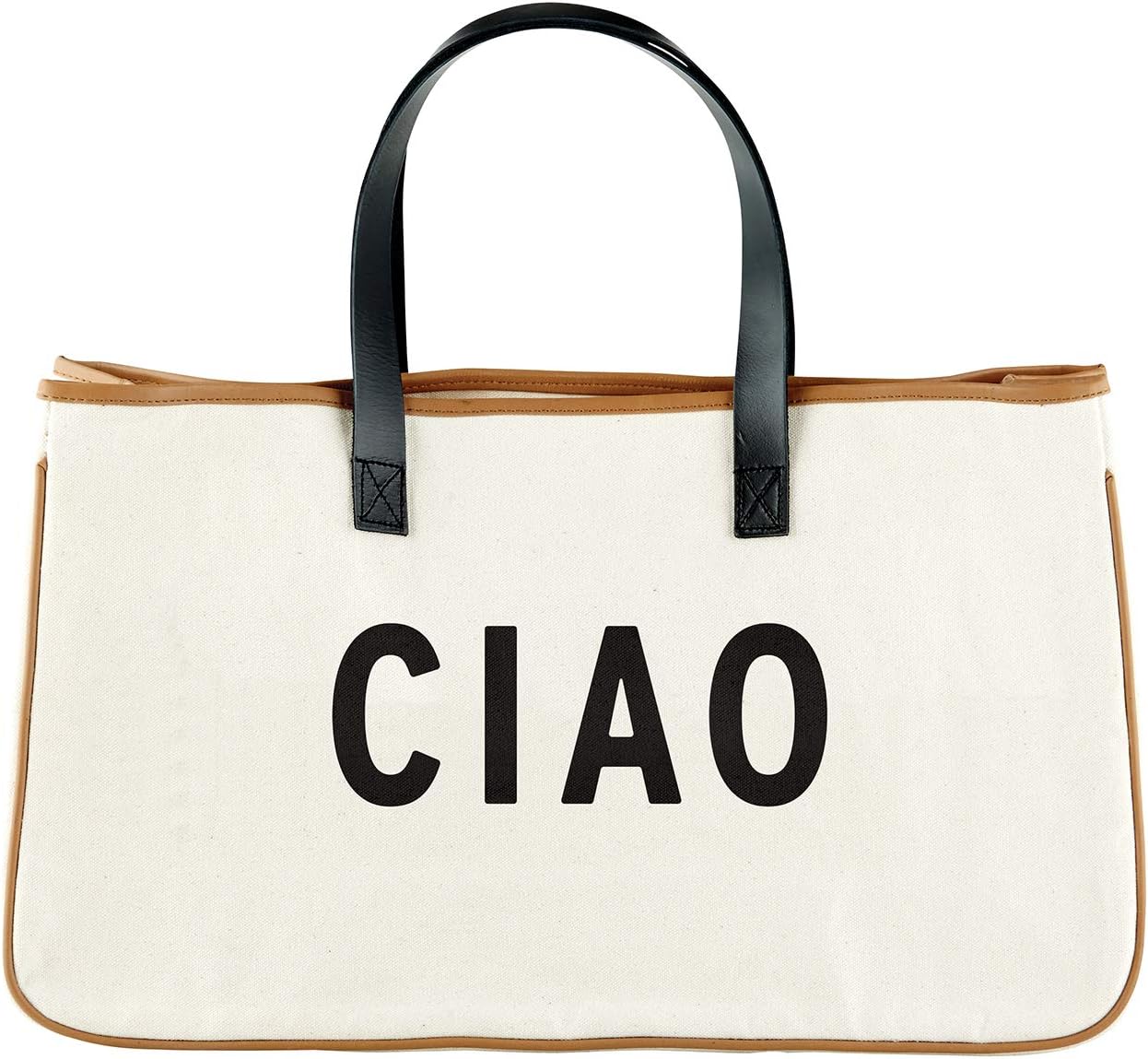 Santa Barbara Design Studio Tote Bag Hold Everything Collection Black and White 100% Cotton Canvas with Leather Handles - Image 9