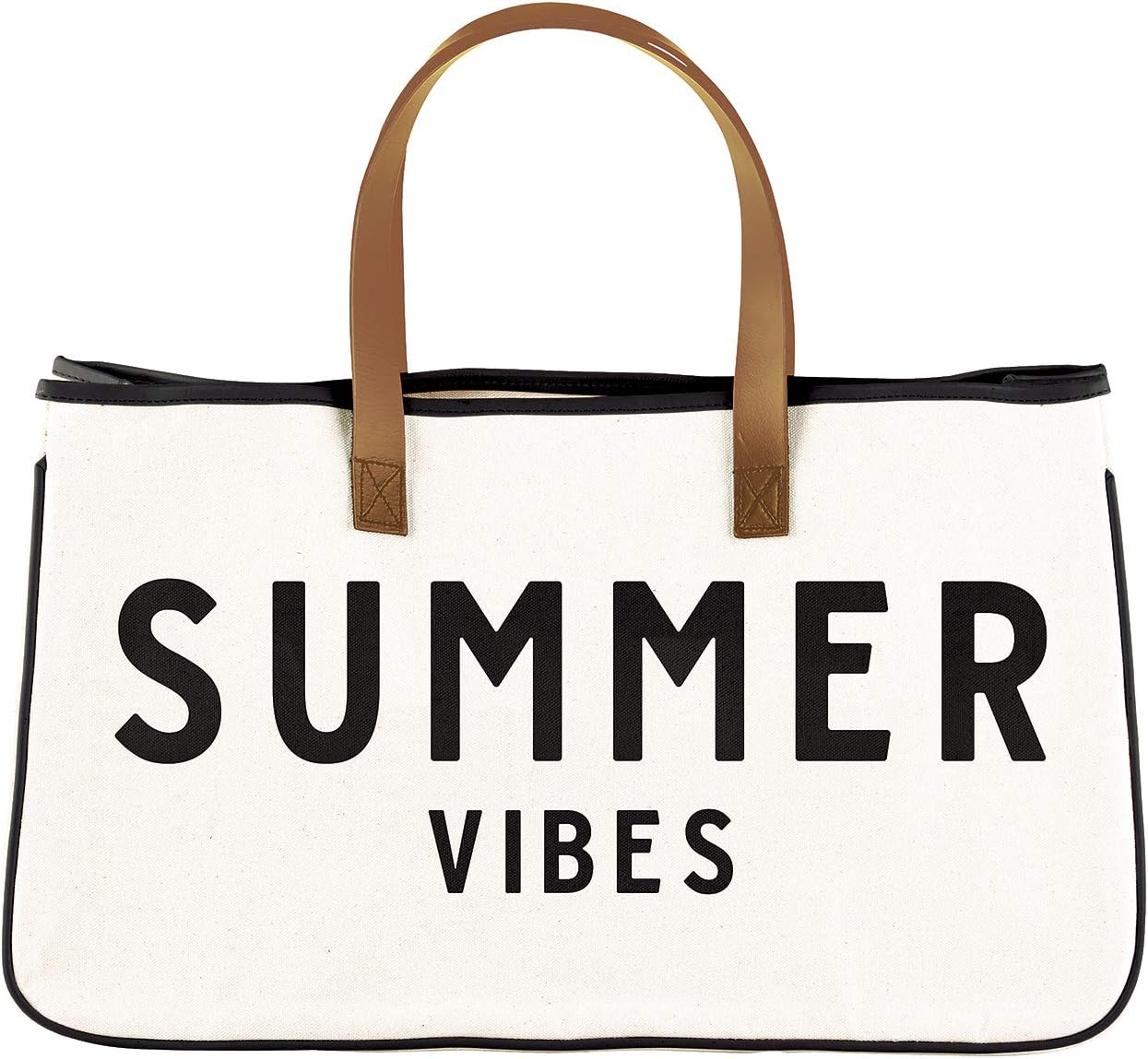 Santa Barbara Design Studio Tote Bag Hold Everything Collection Black and White 100% Cotton Canvas with Leather Handles - Image 10