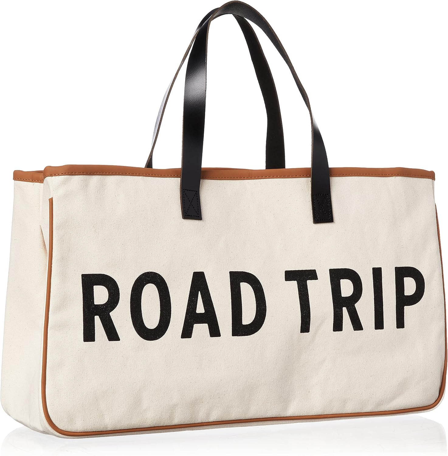 Santa Barbara Design Studio Tote Bag Hold Everything Collection Black and White 100% Cotton Canvas with Leather Handles - Image 2