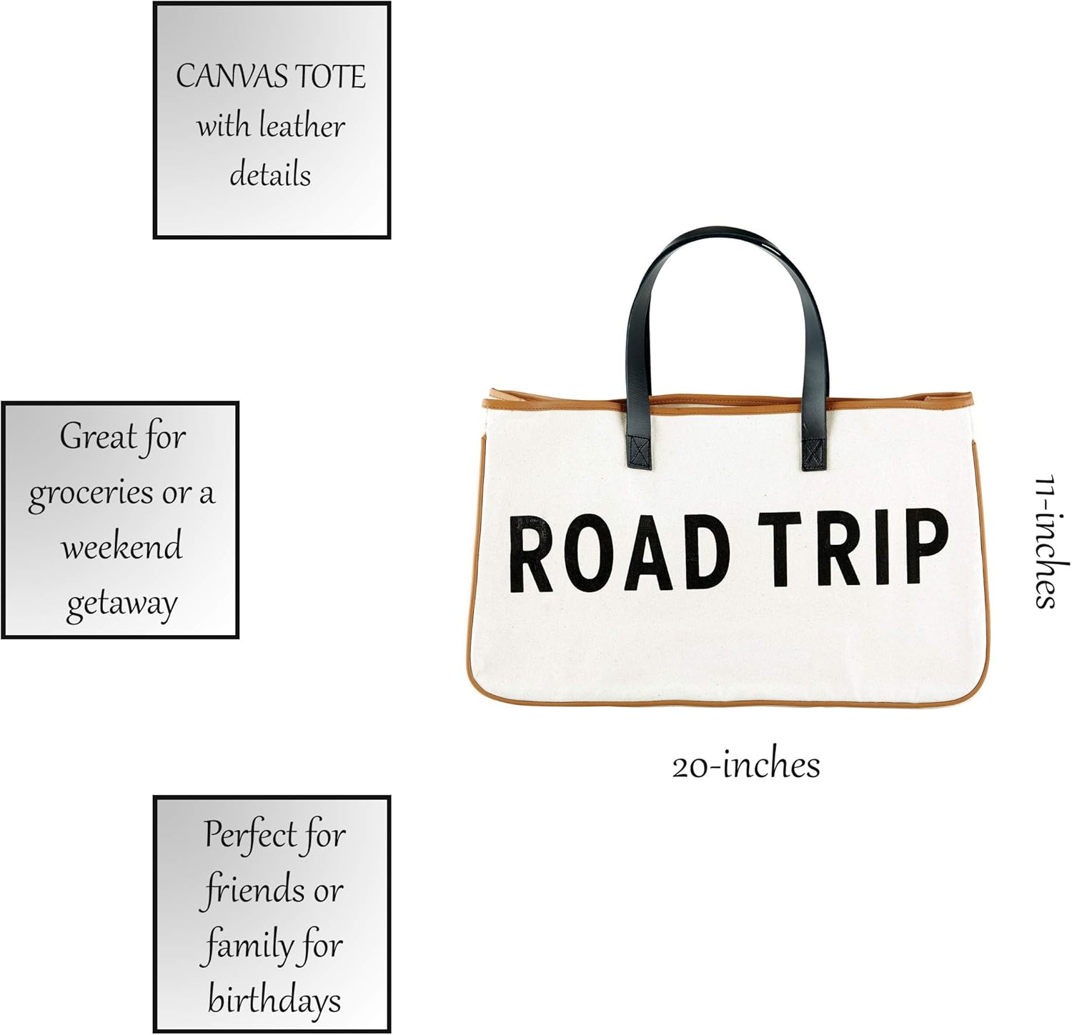 Santa Barbara Design Studio Tote Bag Hold Everything Collection Black and White 100% Cotton Canvas with Leather Handles - Image 4