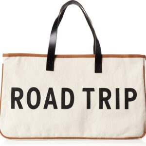 Santa Barbara Design Studio Tote Bag Hold Everything Collection Black and White 100% Cotton Canvas with Leather Handles