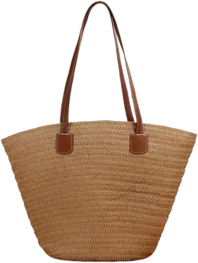SIDUFHAOPKLL Bag Large Capacity Holiday Beach Bag Woven Bucket Bag Travel Casual Tote Bag(D) - Image 4