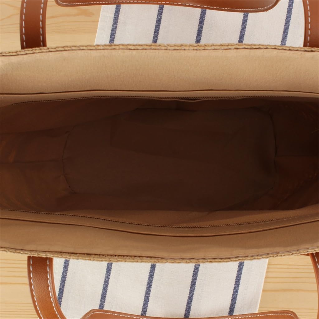 SIDUFHAOPKLL Stripe Large Capacity Tote Bag Handmade Woven Bag Holiday Hundred Shoulder Bag - Image 2