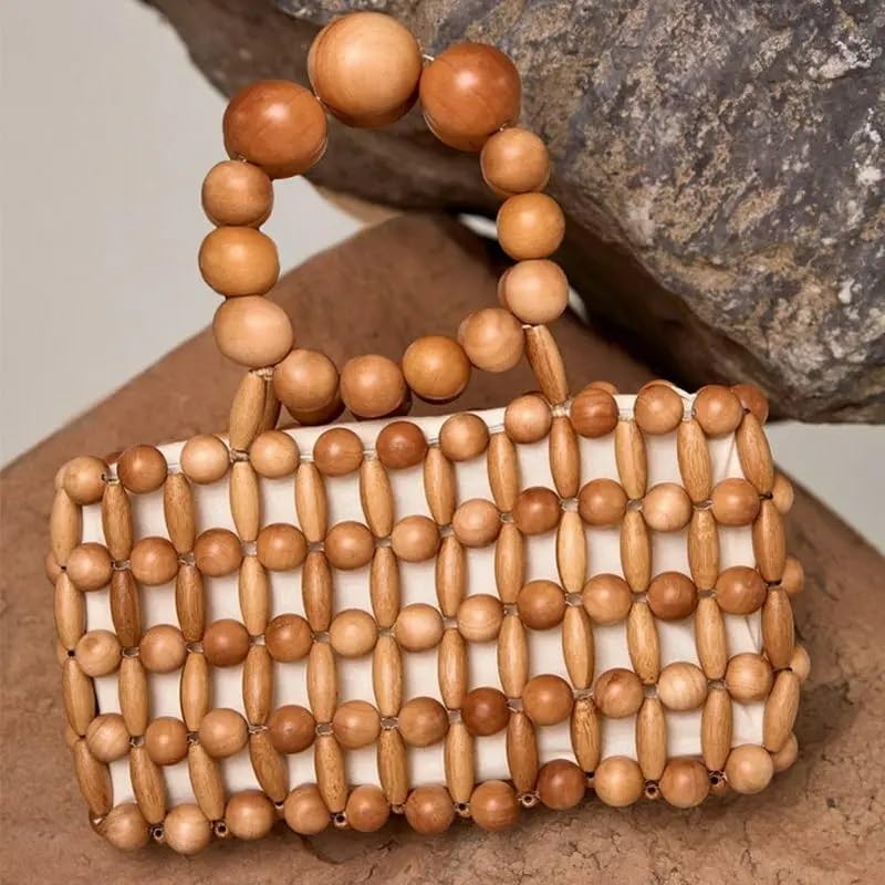 SIDUFHAOPKLL Women Handbag Woven Tote Large Bead Bag Handbag Fashion Beach Holiday Purses Messenger - Image 3