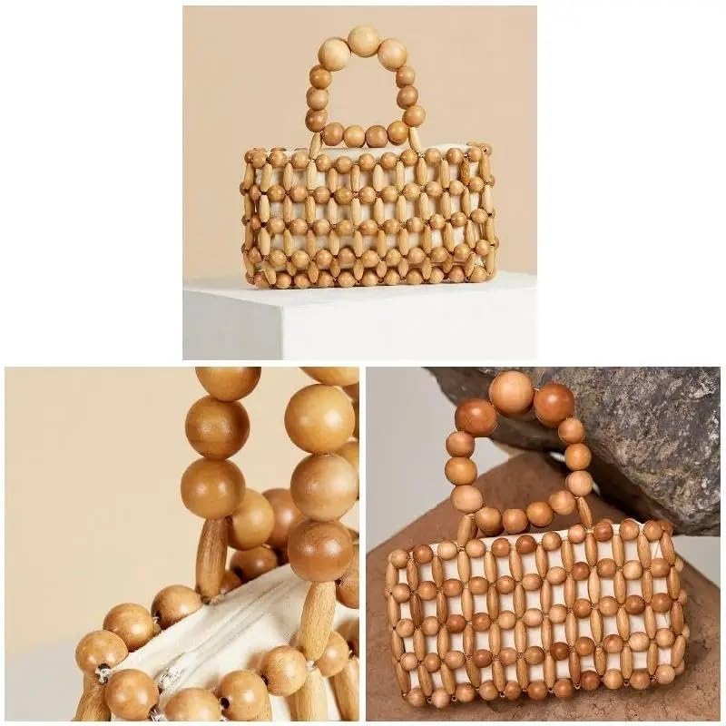 SIDUFHAOPKLL Women Handbag Woven Tote Large Bead Bag Handbag Fashion Beach Holiday Purses Messenger - Image 5