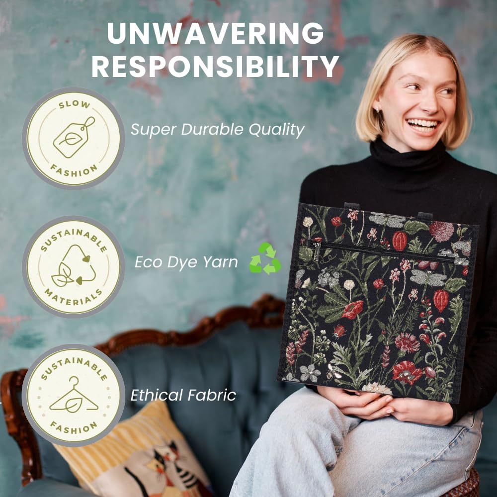 Signare Floral Shopping Tote Bag with Garden Flower Pattern - Image 6