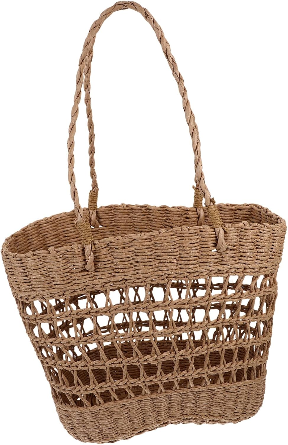 SOLUSTRE Hollow Woven Beach Handbag for Women Aesthetic Straw Tote Bag for Summer Seaside Casual Outings and Daily Use Lightweight and Versatile Storage - Image 10