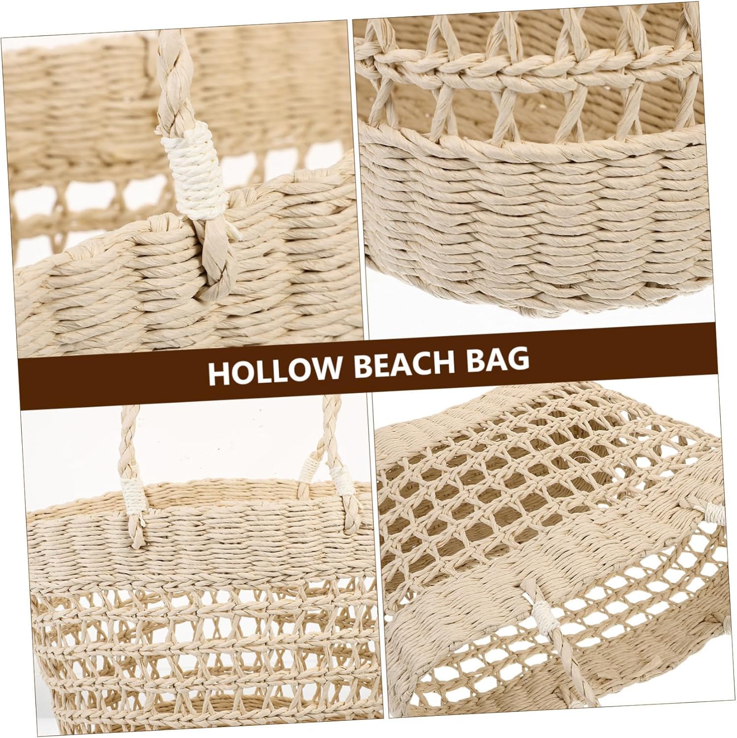 SOLUSTRE Hollow Woven Beach Handbag for Women Aesthetic Straw Tote Bag for Summer Seaside Casual Outings and Daily Use Lightweight and Versatile Storage - Image 5