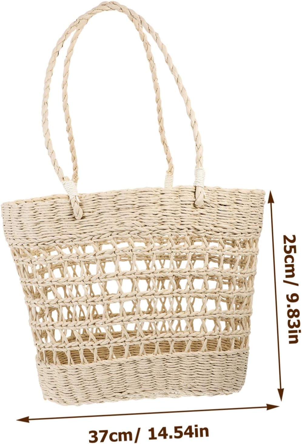 SOLUSTRE Hollow Woven Beach Handbag for Women Aesthetic Straw Tote Bag for Summer Seaside Casual Outings and Daily Use Lightweight and Versatile Storage - Image 3
