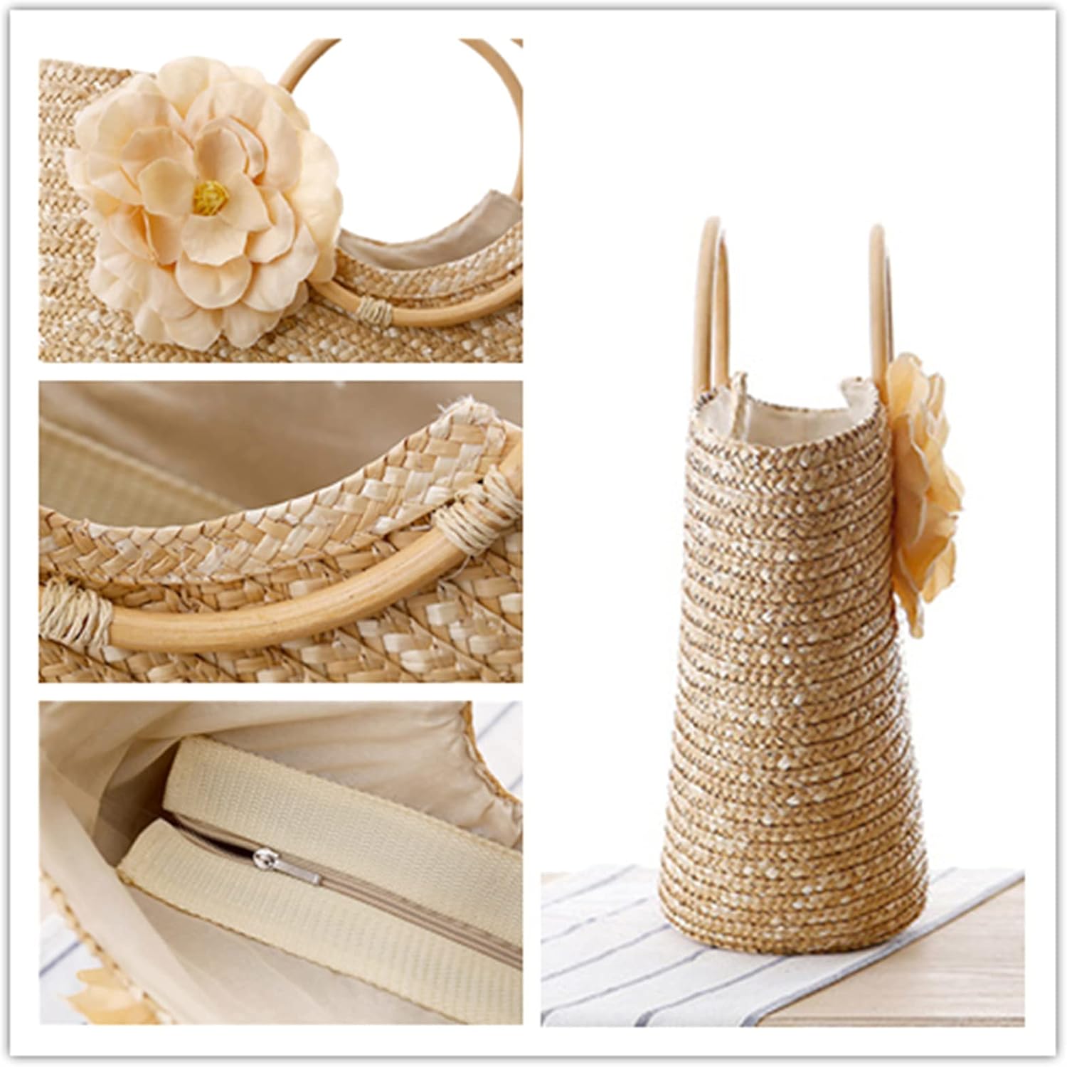 Straw Bag Beach Bags for Women - Straw Large Beach Tote Bag - Summer Handwoven Shoulder Bags for Beach. - Image 4