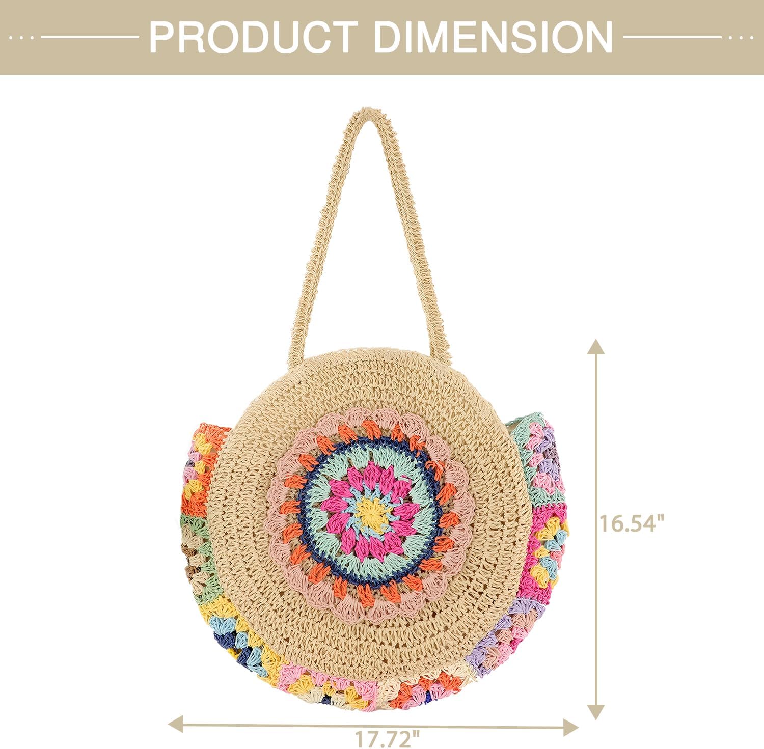Straw Bags for Women Large Beach Tote Bag Floral Crochet Woven Shoulder Purse Summer Handbag - Image 5