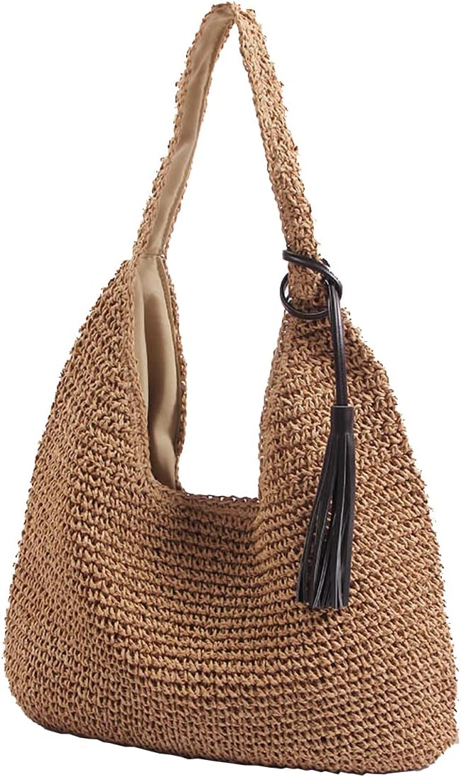 Straw Beach Bag for Women Woven Tote Large Summer Travel Shoulder Handbag Handle Tote Retro Summer Beach Bag - Image 2