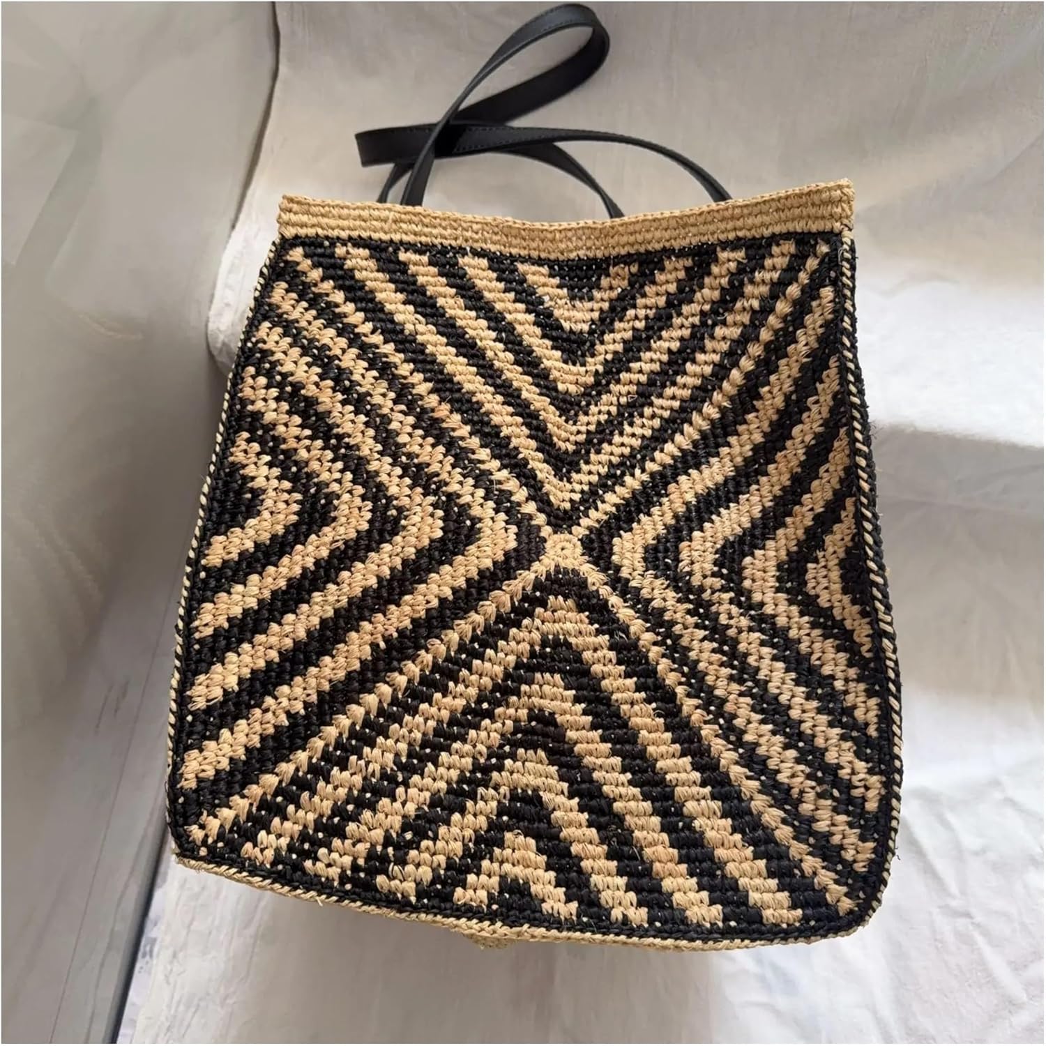 Trendy Women Woven Shoulder Bag Summer Hollow Out Straw Hand-held Bags Tote Bag Large Capacity Beach Vacation Shopping Bags - Image 4