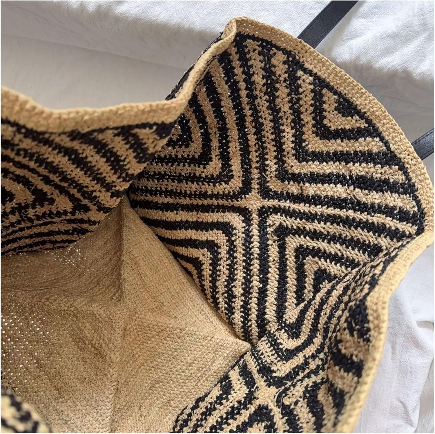 Trendy Women Woven Shoulder Bag Summer Hollow Out Straw Hand-held Bags Tote Bag Large Capacity Beach Vacation Shopping Bags - Image 5