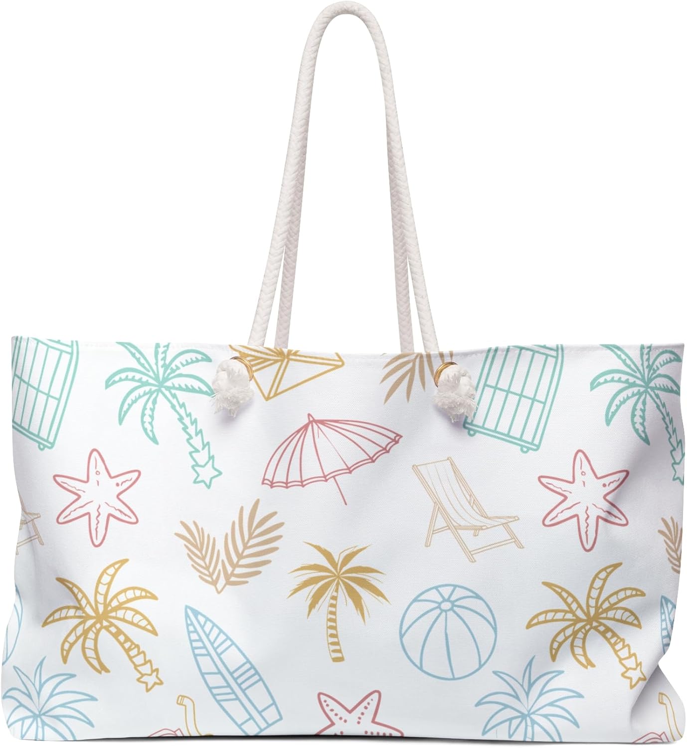 Vacation Print Summer Beach Bag for Women Vacation Travel Tote Bag Reusable Bag for Pool Picnic Shopping Bag