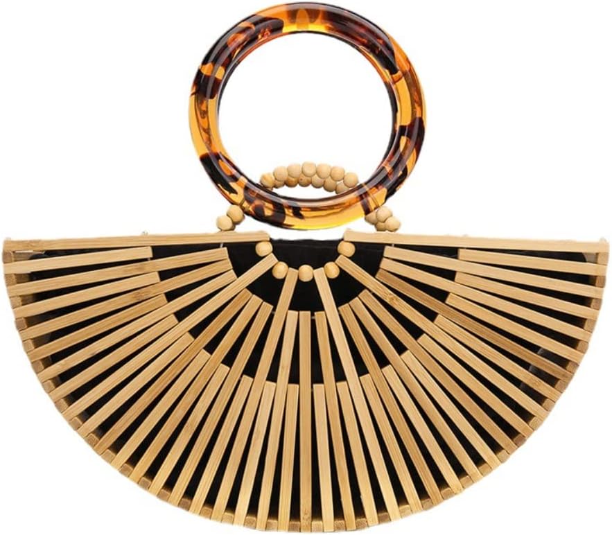 VAKAER Women Bamboo Purse Summer Beach Tote Bags Handmade Handbag with Inner bag