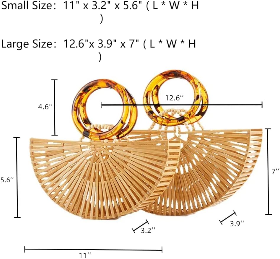 VAKAER Women Bamboo Purse Summer Beach Tote Bags Handmade Handbag with Inner bag - Image 2