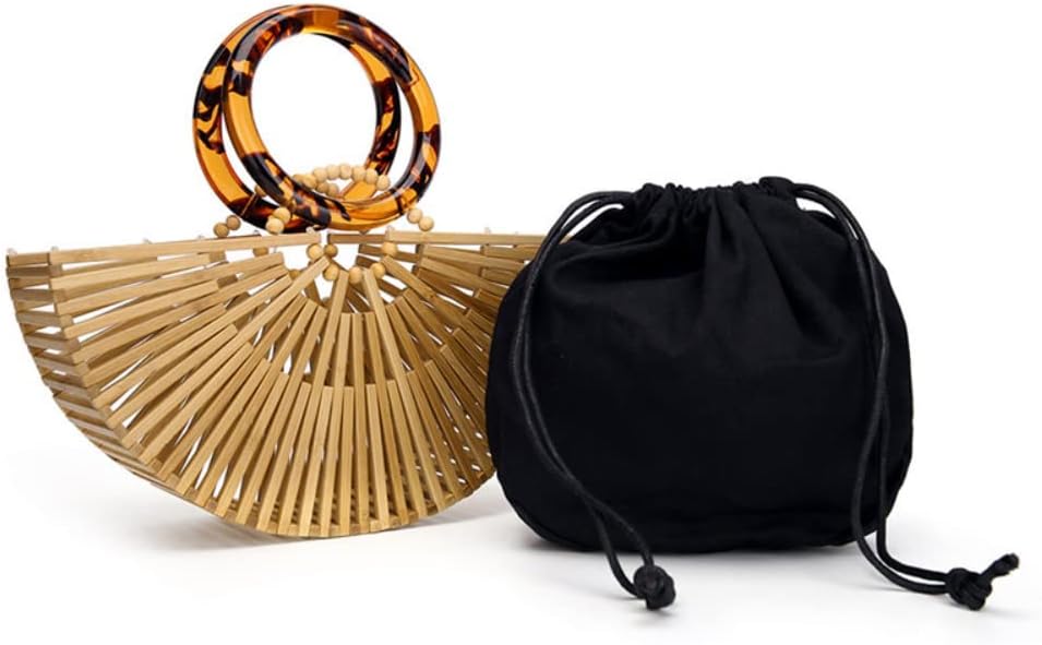 VAKAER Women Bamboo Purse Summer Beach Tote Bags Handmade Handbag with Inner bag - Image 8