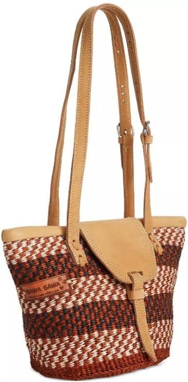 Waves on Earth Handmade Sisal Straw Tote Bag, Lightweight Market Basket with Leather Strap Handles and Button Closure, Large Straw Purse for Travel, Handmade Summer Beach Lifestyle Tote Handbag - Image 2