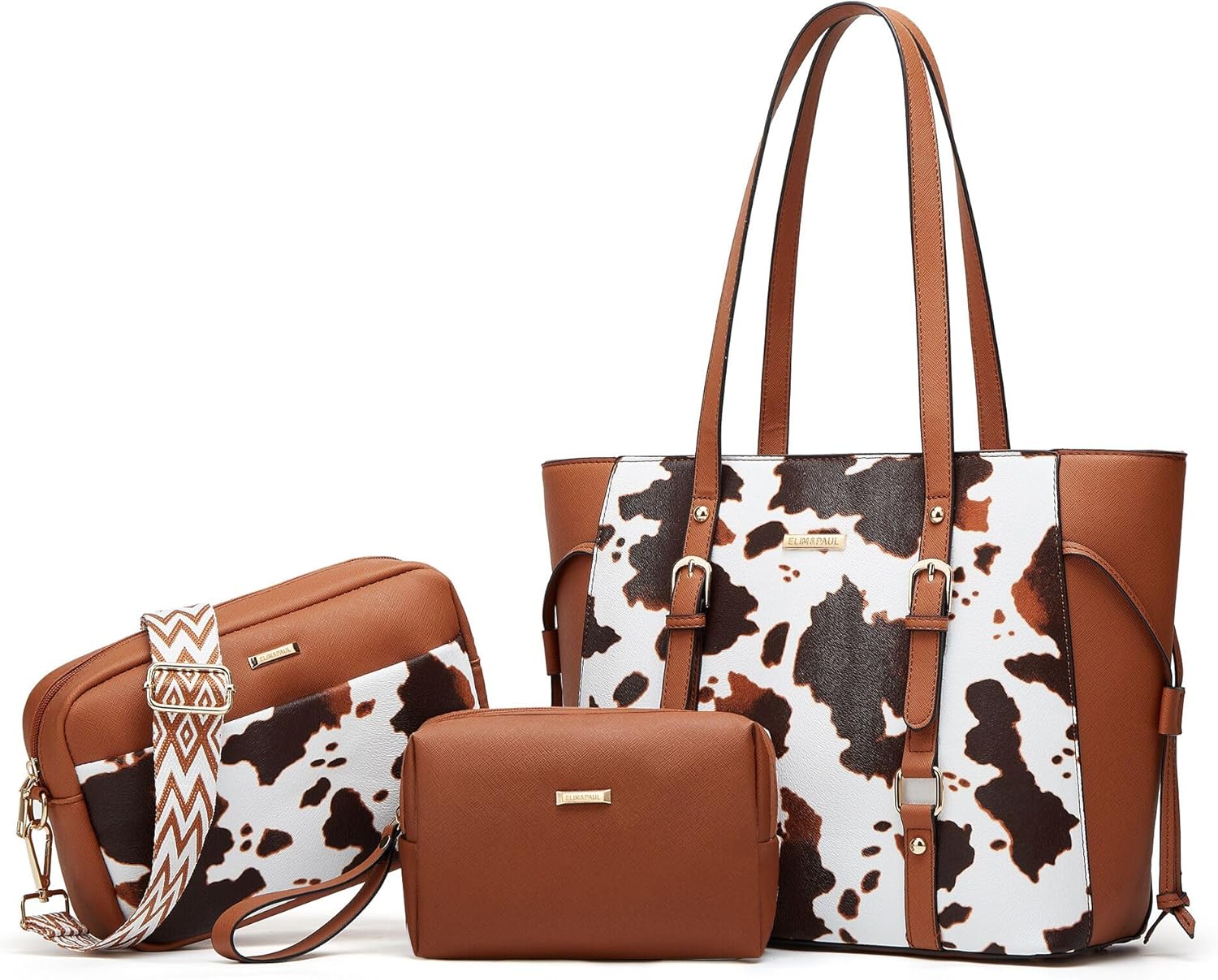 Women Fashion Synthetic Leather Handbags Tote Bag Shoulder Bag Top Handle Satchel Purse Set 4pcs - Image 30