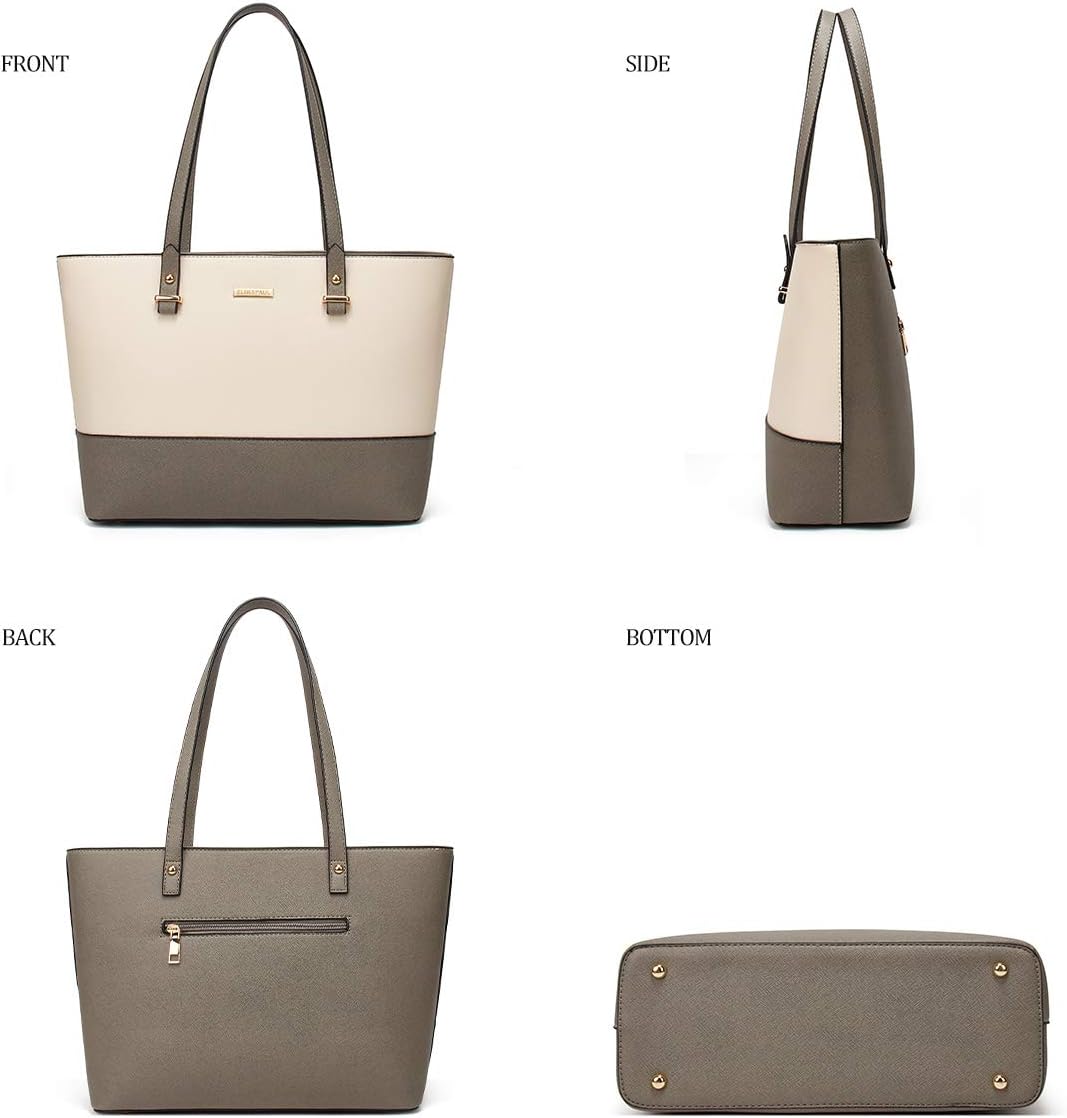 Women Fashion Synthetic Leather Handbags Tote Bag Shoulder Bag Top Handle Satchel Purse Set 4pcs - Image 2