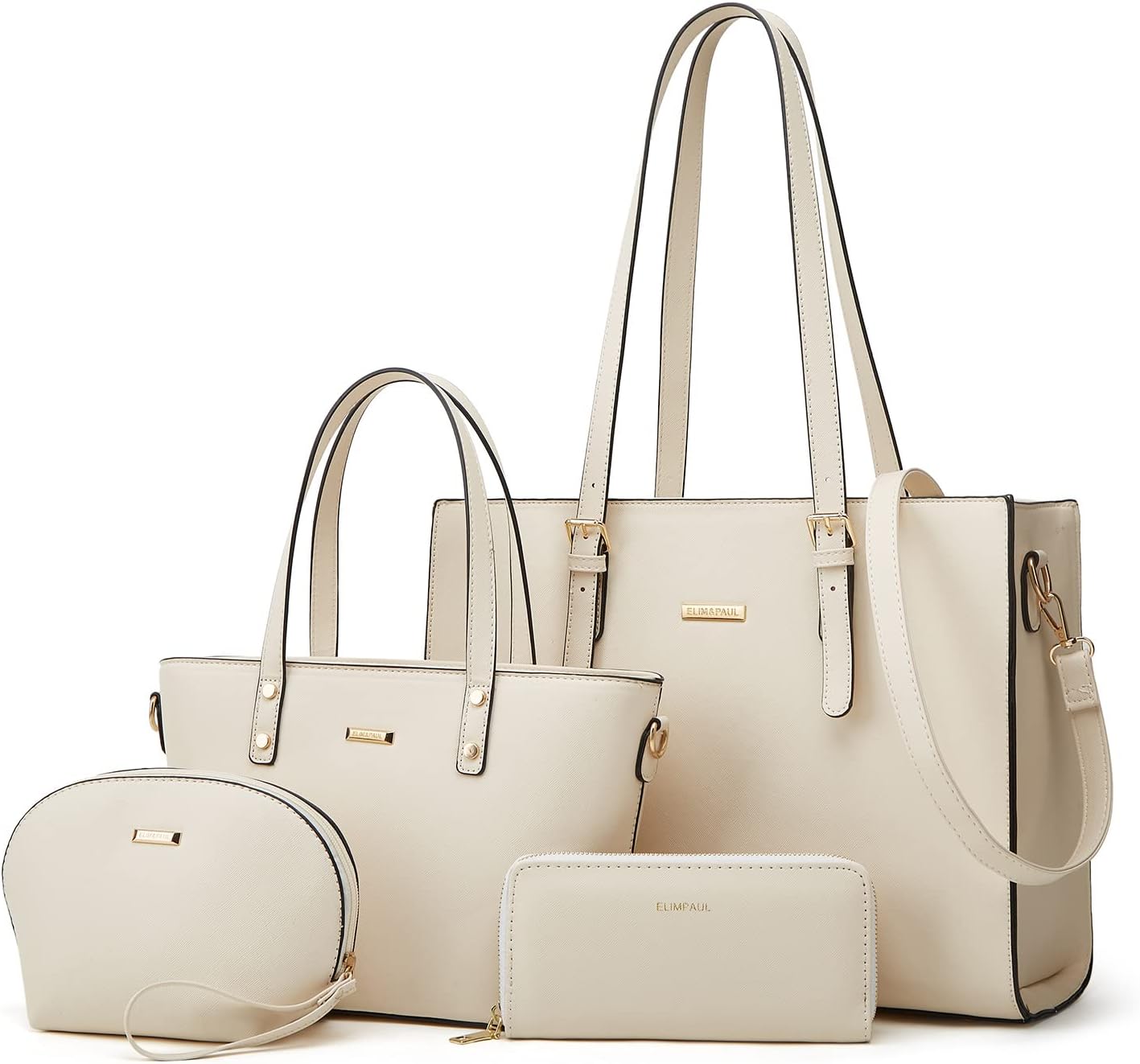 Women Fashion Synthetic Leather Handbags Tote Bag Shoulder Bag Top Handle Satchel Purse Set 4pcs - Image 11