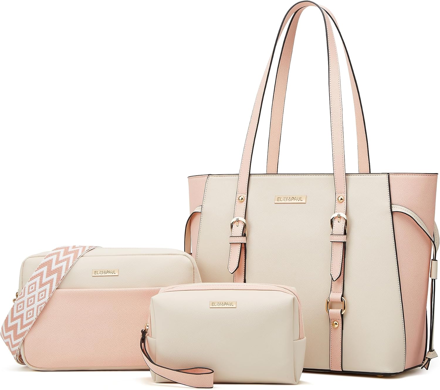 Women Fashion Synthetic Leather Handbags Tote Bag Shoulder Bag Top Handle Satchel Purse Set 4pcs - Image 24