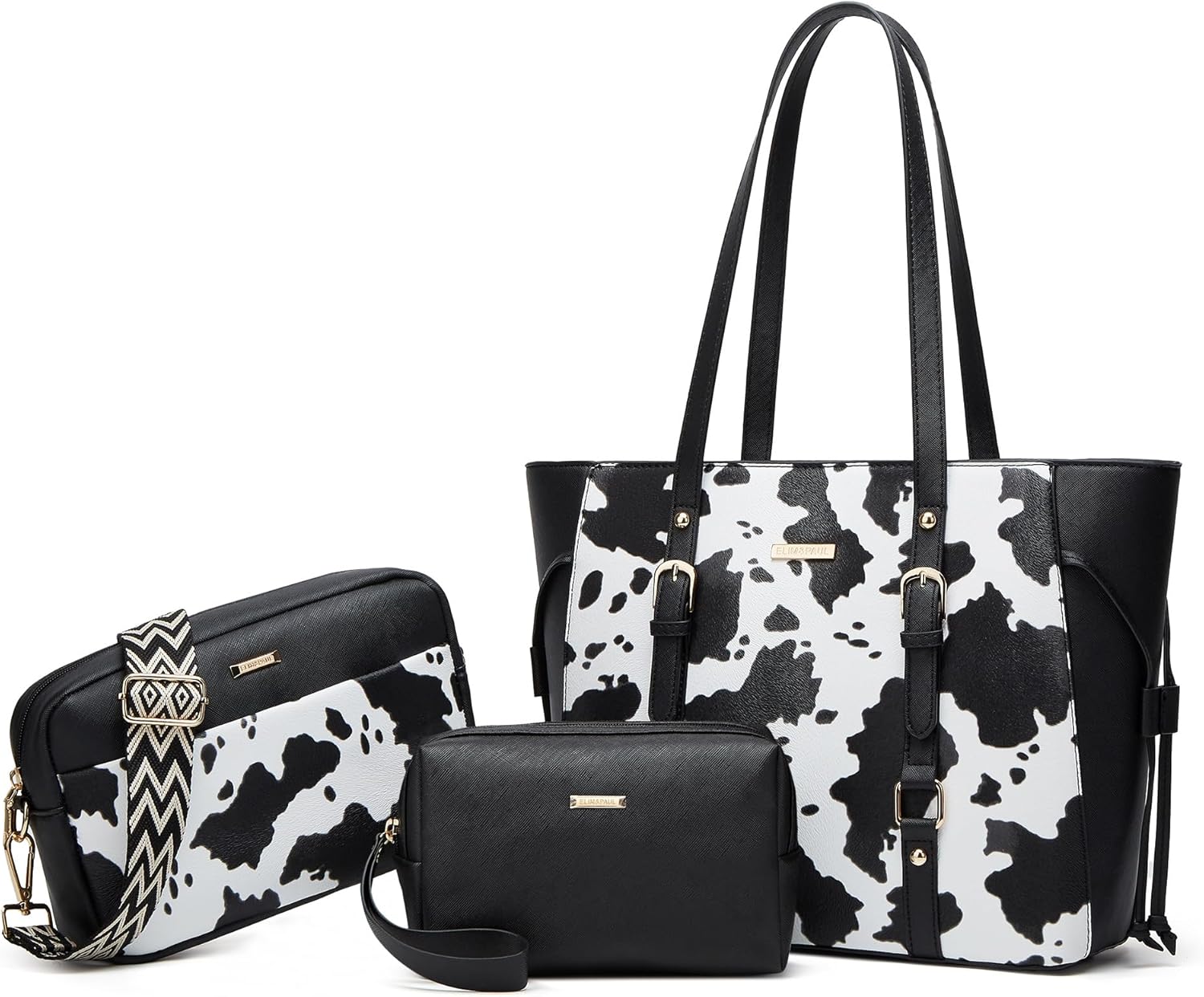 Women Fashion Synthetic Leather Handbags Tote Bag Shoulder Bag Top Handle Satchel Purse Set 4pcs - Image 28