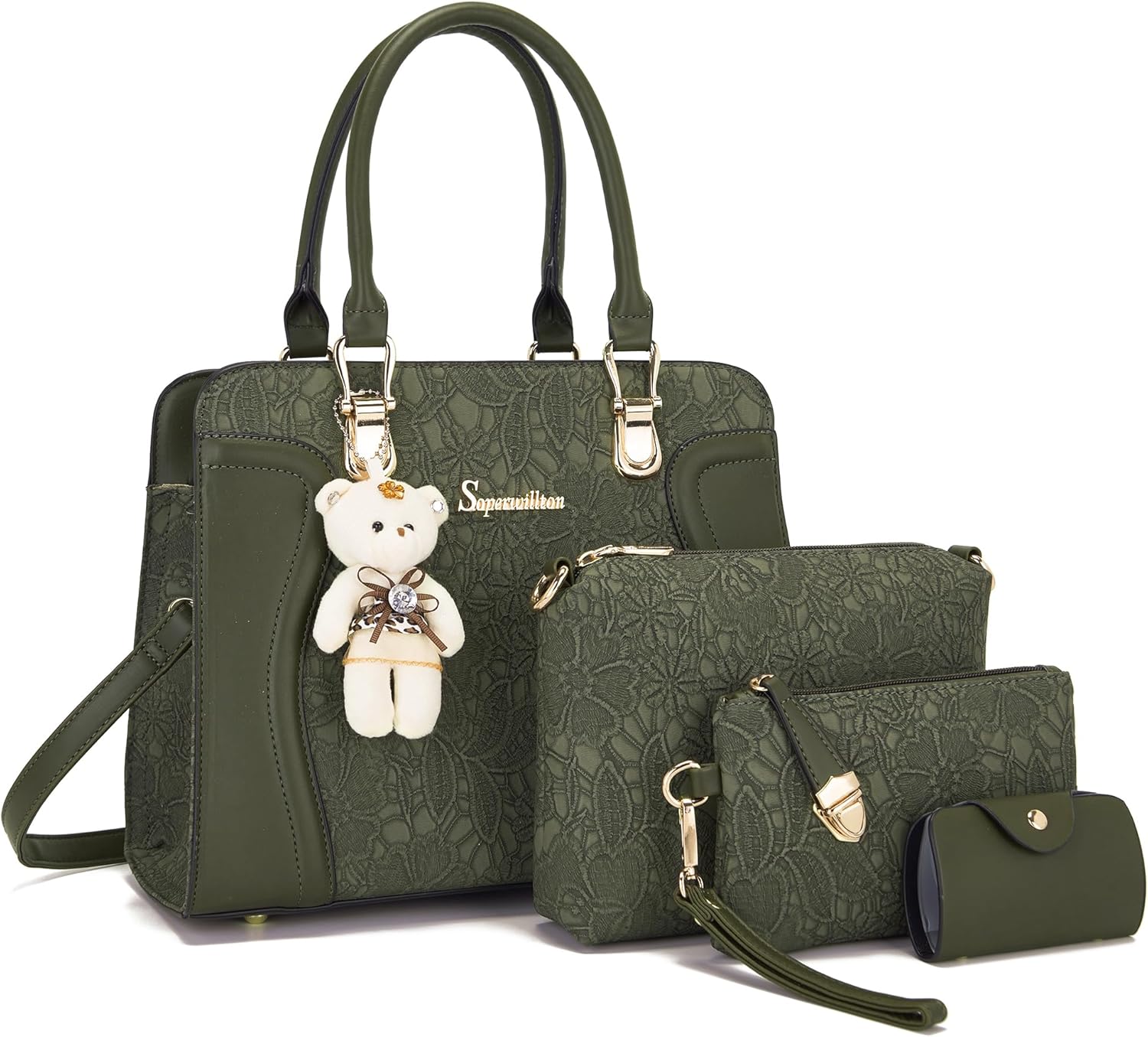 Women's Fashion Handbags Tote Bags Shoulder Bag Top Handle Satchel Purse Set 4pcs - Image 14